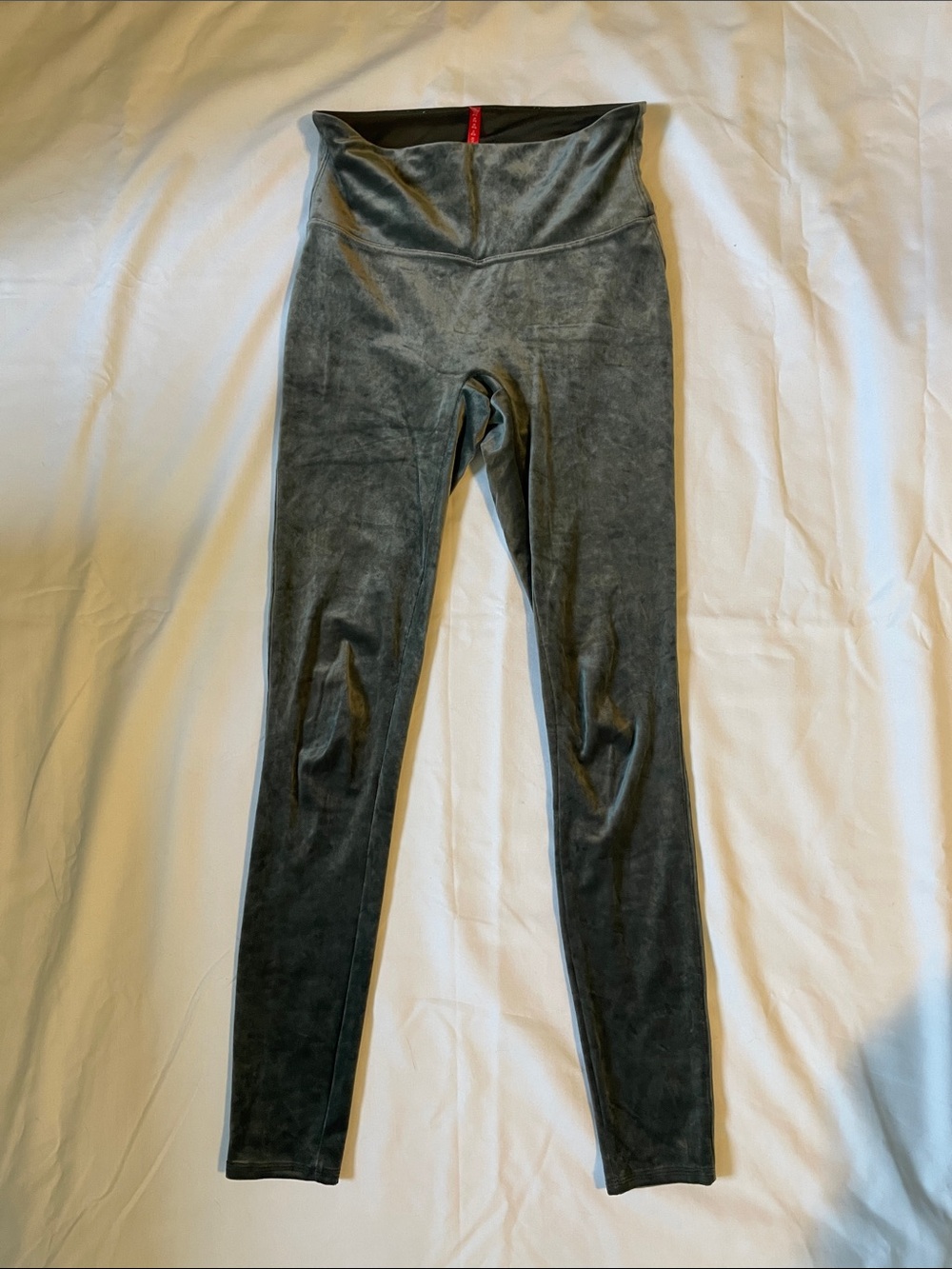 SPANX Green High-Waist Velvet Leggings